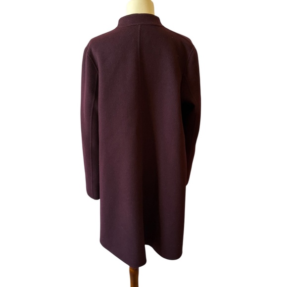 TSE 100% CASHMERE COAT SINGLE HOOK EYE CLOSURE WAIST BELT POCKETS BURGUNDY 4 - Picture 5 of 10